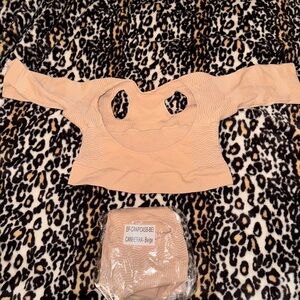 Stylish Beige Ribbed undergarments to slim arms and back.